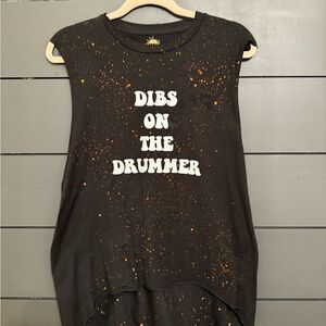Black Sleeveless Top with White Text